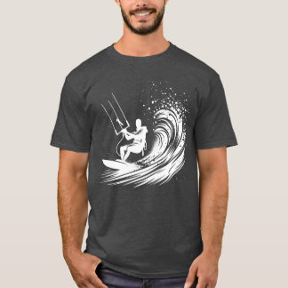 T-shirt Sport de glisse en kite surf avec planche de surf