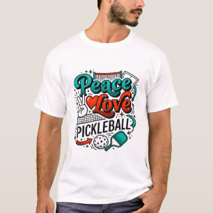 T-shirt Sport Raquette de Pickleball Amour Paix