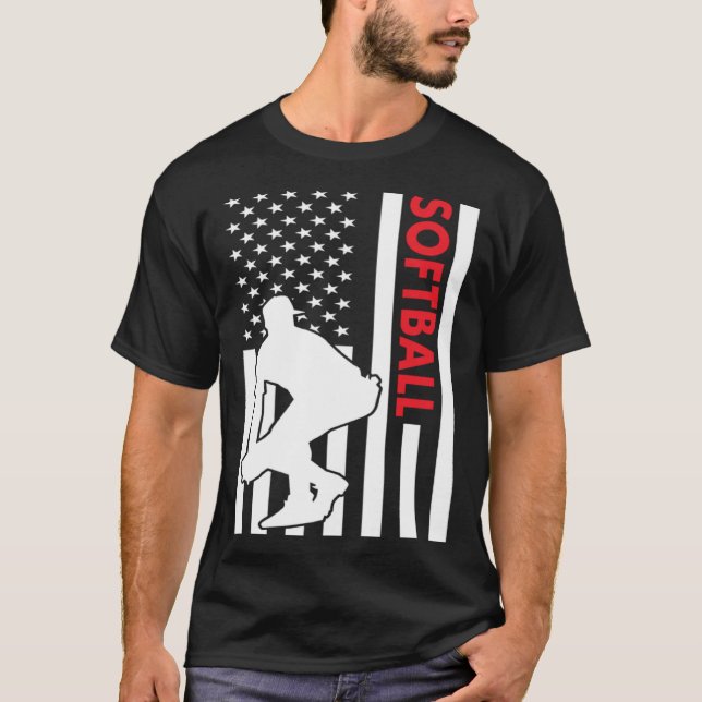 T-shirt Sport Us Flag Softball (Devant)