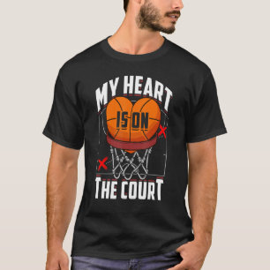 T-shirt Sports Passion Mon coeur est sur le terrain de bas