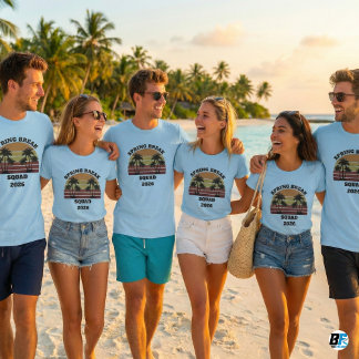 T-shirt Spring Break Squad 2026 Retro Sunset Palm Trees 