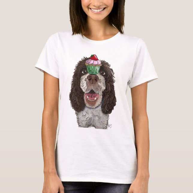 T-shirt Springer Spaniel avec Cupcake (Devant)