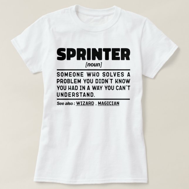 T-shirt Sprinter Noun Définition Sport Fitness Cool (Design devant)