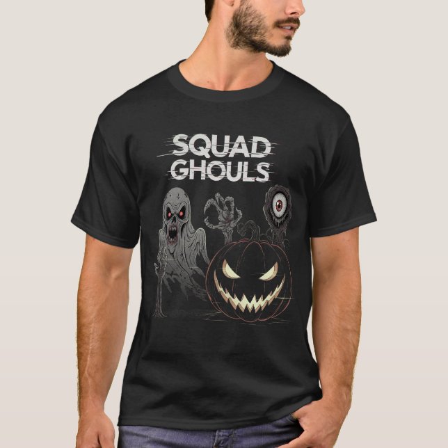 T-shirt Squad Ghouls Glitch Horror Halloween (Devant)