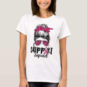 T-shirt Squad Messy Bun Pink Warrier Cancer du sein