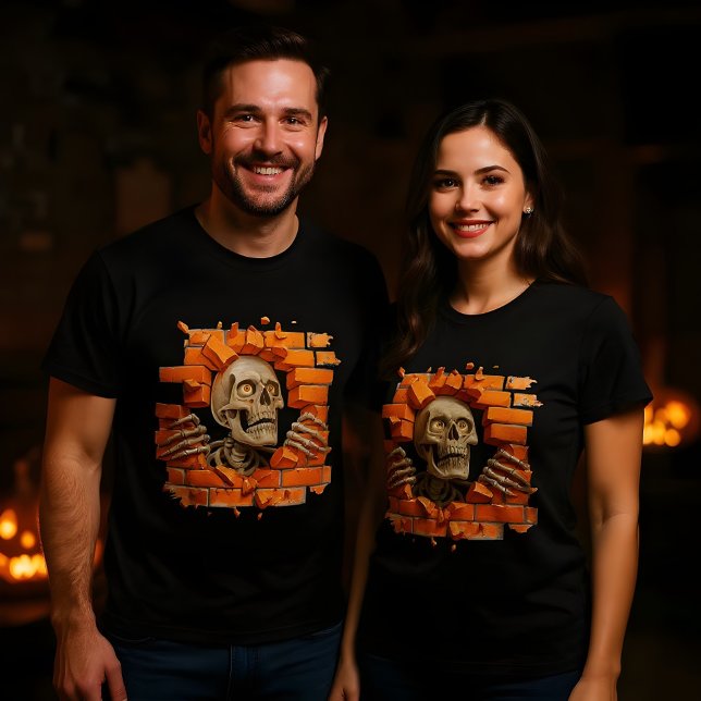 T-shirt Squelette 3d Poing à travers une conception murale (Créateur téléchargé)
