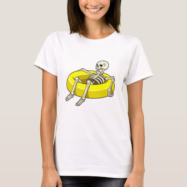 T-shirt Squelette à la natation avec anneau de natation (Devant)