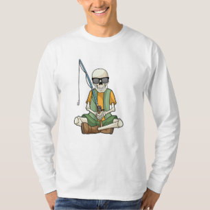 T-shirt Squelette à la pêche avec canne à pêche