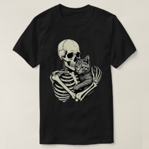 T-shirt Squelette Accrocher chat Funny Amoureux des chats