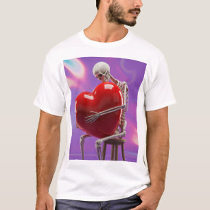 T-shirt Squelette Amour Gothique Étreinte Cœur Romance