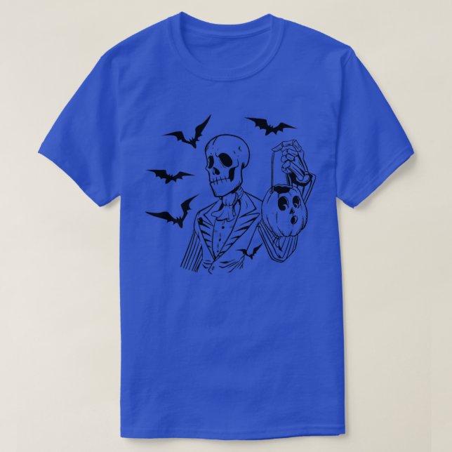 T-shirt Squelette amusant avec JackOLantern et Bats Hallow (Design devant)