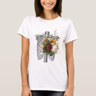 T-shirt Squelette amusant et Tee - shirt de design floral