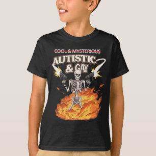 T-shirt Squelette Autiste et Gay Drôle de Sensibilisation