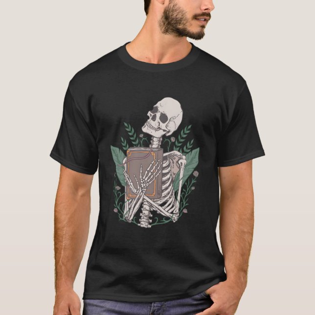 T-shirt Squelette Avec Un Livre (Devant)