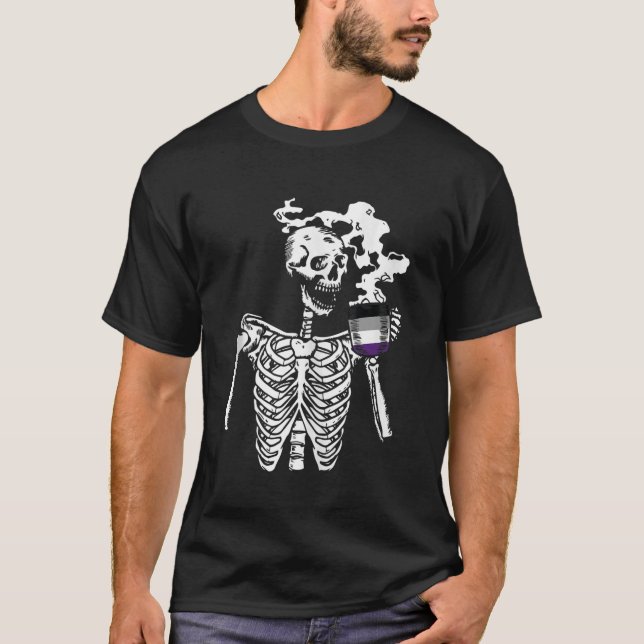 T-shirt Squelette Boire Café Aexé Fierté Crâne LGBTQ (Devant)