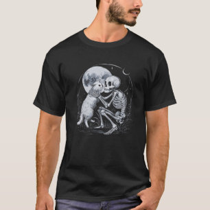 T-shirt Squelette Chat Crâne Kitty Cute Goth Halloween Cos