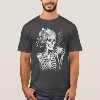 T-shirt Squelette Chignon Méssy Café Halloween Amateur de 