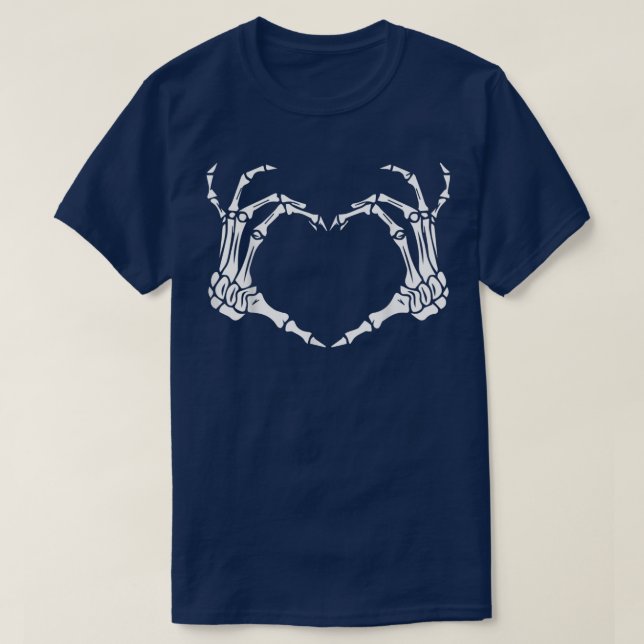 T-shirt Squelette Coeur main Signes Os Costume Drôle Hallo (Design devant)