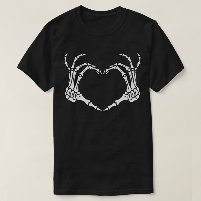 T-shirt Squelette Coeur main Signes Os Costume Drôle Hallo (Design devant)