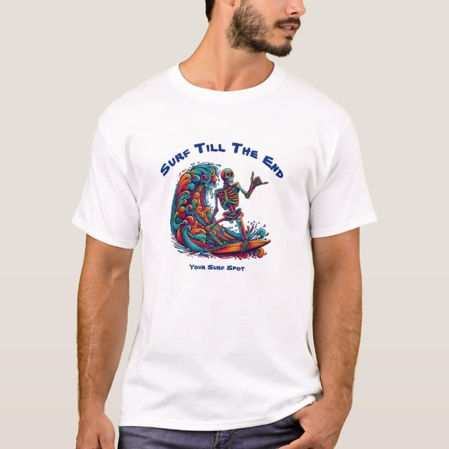 T-shirt Squelette coloré Surfer (Devant)