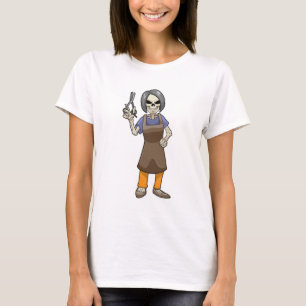 T-shirt Squelette comme coiffeur avec ciseaux