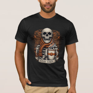 T-shirt Squelette Confortable avec Tasse à Café