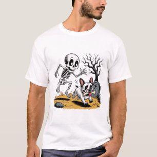 T-shirt Squelette contre Bouledogue Français – Poursuite d