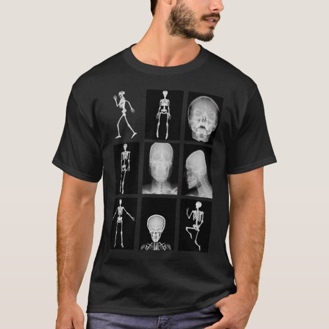 T-shirt squelette Crâne corps humain XRAYS anatomie Collag (Devant)