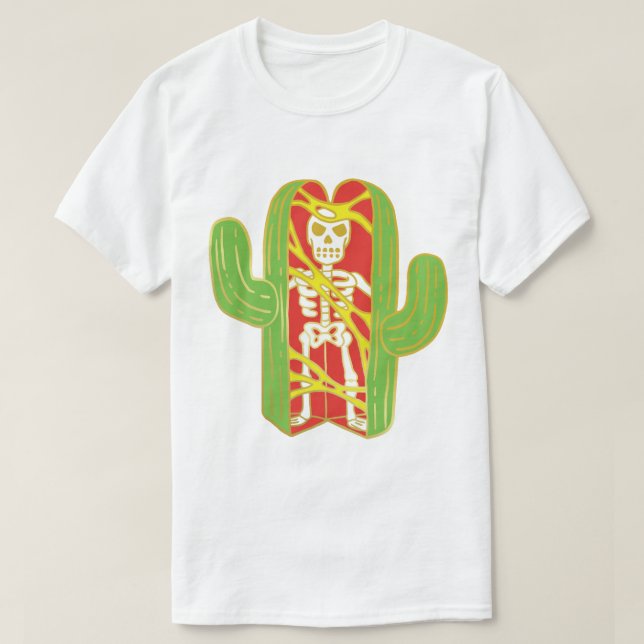 T-shirt Squelette dans une conception de cactus de Saguaro (Design devant)