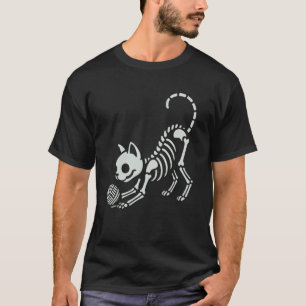 T-shirt Squelette de chat mignon en fil Halloween maman pa