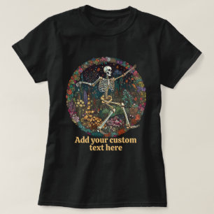 T-shirt Squelette de dessin animé Cottagecore floral amate