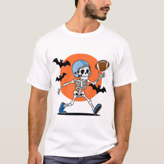 T-shirt Squelette de football américain Halloween pour hom