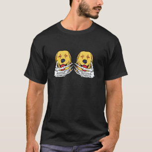 T-shirt Squelette de Golden Retriever Main sur la Poitrine