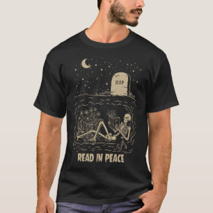 T-shirt Squelette de lecture en paix Lire des livres drôle