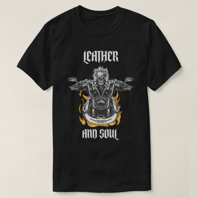 T-shirt Squelette De Moto Avec Flames (Design devant)