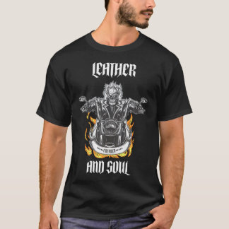 T-shirt Squelette De Moto Avec Flames