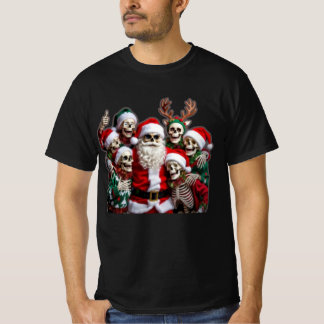 T-shirt Squelette de Noël en groupe photo – 3D festive