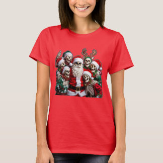 T-shirt Squelette de Noël Groupe Photo – 3D Festive