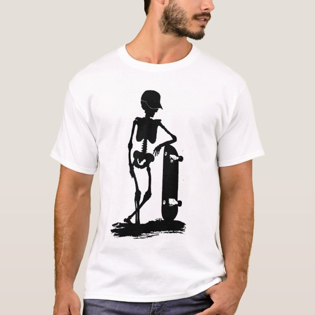 T-shirt Squelette de planche à roulettes (Devant)