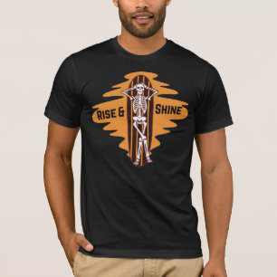T-shirt Squelette de planche de surf vintage Rise and Shin