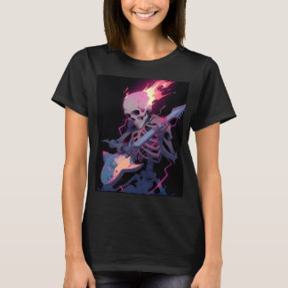 t-shirt squelette de roche enflammée pour femmes