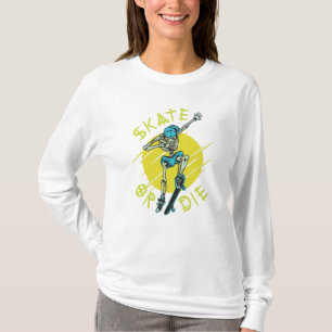 T-shirt Squelette de skateboard ou mourir