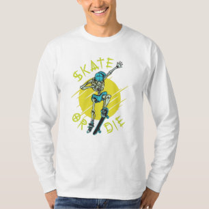 T-shirt Squelette de skateboard ou mourir