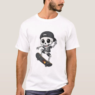 T-shirt Squelette de skater cool et mignon faisant du skat