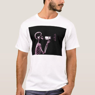T-SHIRT SQUELETTE DE VISION DE RAYON X SUR LE MÉGAPHONE -