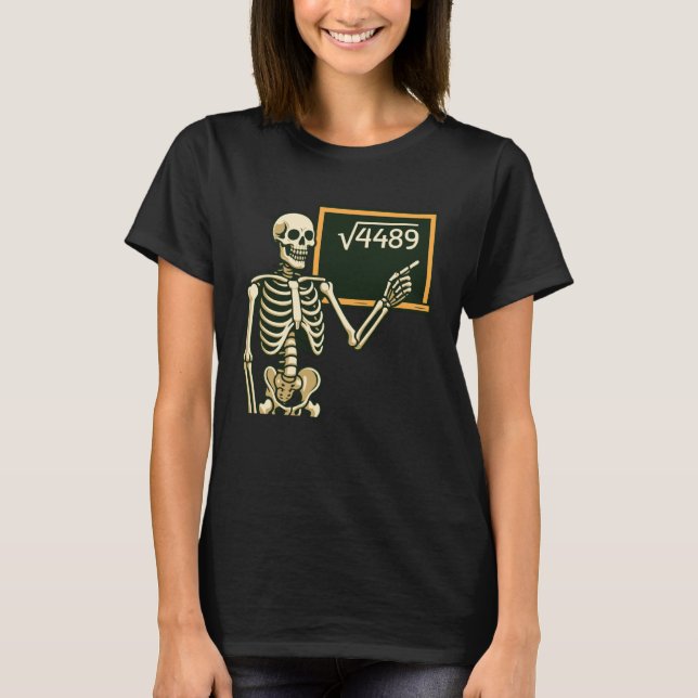 T-shirt Squelette d'Halloween 67 Mème Racine Carrée 4489 T (Devant)