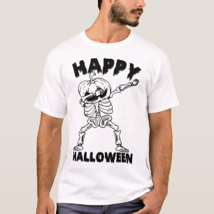 T-shirt Squelette d'Halloween avec Citrouille - Joyeux Hal