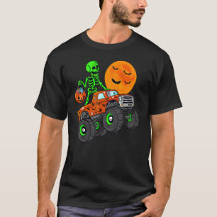 T-shirt Squelette d'Halloween conduisant un camion monstre