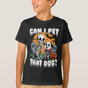 T-shirt Squelette d'Halloween Puis-je caresser ce chien