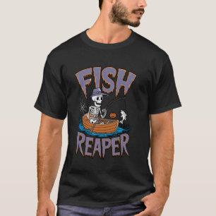 T-shirt Squelette drôle de pêche Halloween Pêcheur Pêcheur